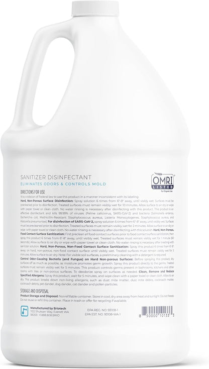 BRIOTECH Sanitizer Disinfectant Hypochlorous Spray, Kills 99.99% of Viruses & Bacteria, Eliminate Odor, Gentle for Nurseries & Play Rooms, Food Contact Surface Sanitizer, 1 Gallon Refill ea, 4 ct