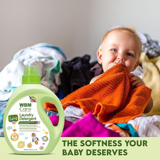 Plant-Based Laundry Detergent Liquid – 34 fl oz, 50 loads total. Eco-friendly formula for powerful cleaning, gentle on fabrics, and safe for the environment