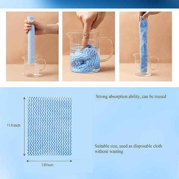 Reusable Cleaning Cloth Wipes Multi-Purpose Heavy Duty Towels Domestic Dish Cloths 120 Count 7.87 x 11.81 Inches Kitchen Rags