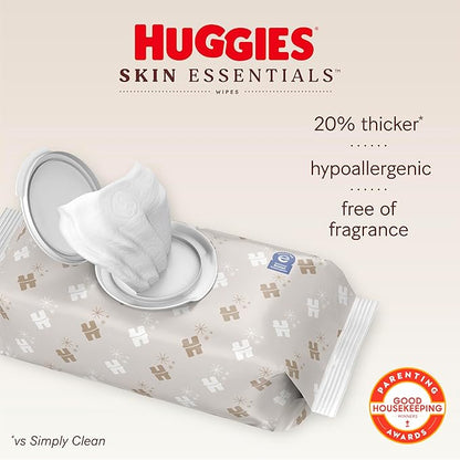 Huggies Skin Essentials Baby Wipes, Hypoallergenic, 99% Water, 15 Flip Top Packs (840 Wipes Total)