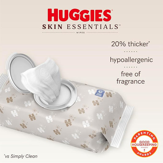 Huggies Skin Essentials Baby Wipes, Hypoallergenic, 99% Water, 15 Flip Top Packs (840 Wipes Total)