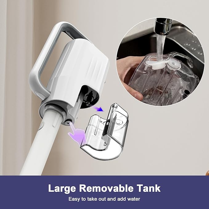 Steam Cleaner, 6 in1 Rotated Steam Mop Cleaner with 2 Modes, 2 Microfiber Pads, 400ML Removable Tank, 23FT Power Cable, Detachable Steam Mops for Floor, Laminate Floor, Tiles Cleaning (Sliver Gray)