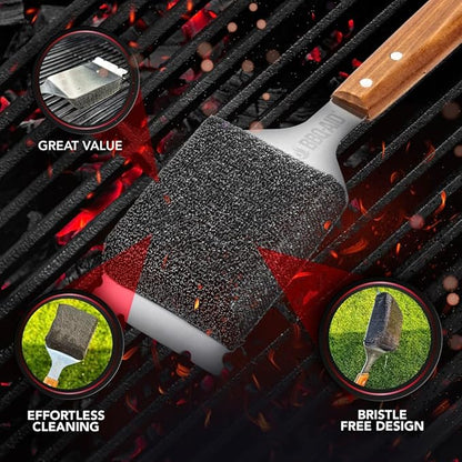 BBQ-AID 2-Pack Bristle Free Grill Brush Replacement Heads, Grill Cleaning Bristle Free Brush - for 2025 Model Brush and Scraper. Stainless Steel Poly Mesh Blend - No Scratch Cleaning for Any Grill