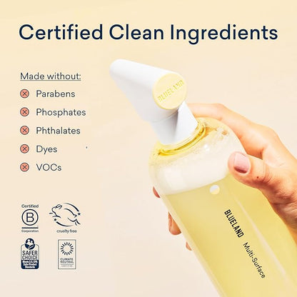 BLUELAND Multi-surface Cleaner, 10-Pack Refill, Fresh Lemon Scent, All-Purpose, Eco-Friendly Cleaning Supplies, 10 x 24 Fl oz