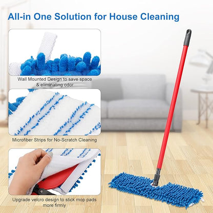 3 Pack Mop Heads Replacement Compatible for Oceda Dual-Action Flip System, Dry and Wet Used, Chenille Double Sided Mop Refills Head for Most Hardwood Floors