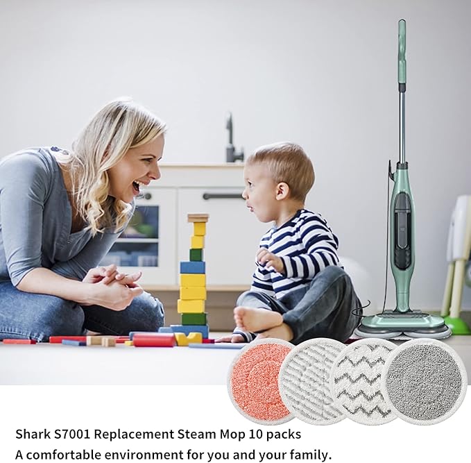 Upgrade S7001 Replacement Steam Mop 10 Packs Compatible with Shark S7000 S7000AMZ S7001 S7001TGT S7000 S7201 S7005 S7020 S8001 S8201 Steam Mop,Shark Steam and Scrub Pads