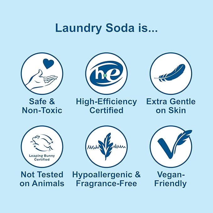 Nellie's Laundry Soda - Concentrated Laundry Detergent Powder -Bulk 500 Loads - Vegan, Hypoallergenic, Fragrance-Free, and Non-Toxic Formula - (Made in Canada)