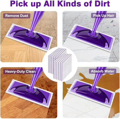 HOMEXCEL Microfiber Floor Mop Pads 48 Count Compatible with Swiffer WetJet for Wet & Dry Use, Disposable or Reusable Mops Head Replacement, All Purpose Multi Surface Hardwood Pad Refill