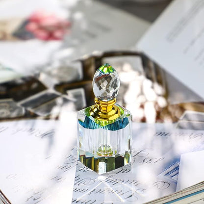 H&D HYALINE & DORA Vintage Refillable Perfume Bottles Glass Empty Spray Bottle and 3ML Refillable Crystal Perfume Bottle Empty, Clear Crystal Cut Travel Perfume Bottle