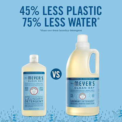 MRS. MEYER'S CLEAN DAY Ultra Concentrated Laundry Detergent, Rain Water Scent, 24.3 fl oz