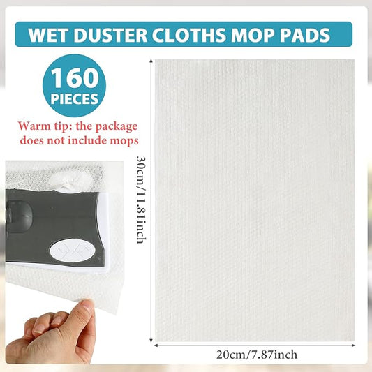 Wet Mop Pads Refills for Floor Cleaning Sweeper Wet Refills Disposable Moist Mopping Cloth Wipes for Wood Hardwood Tile(160 Pcs)