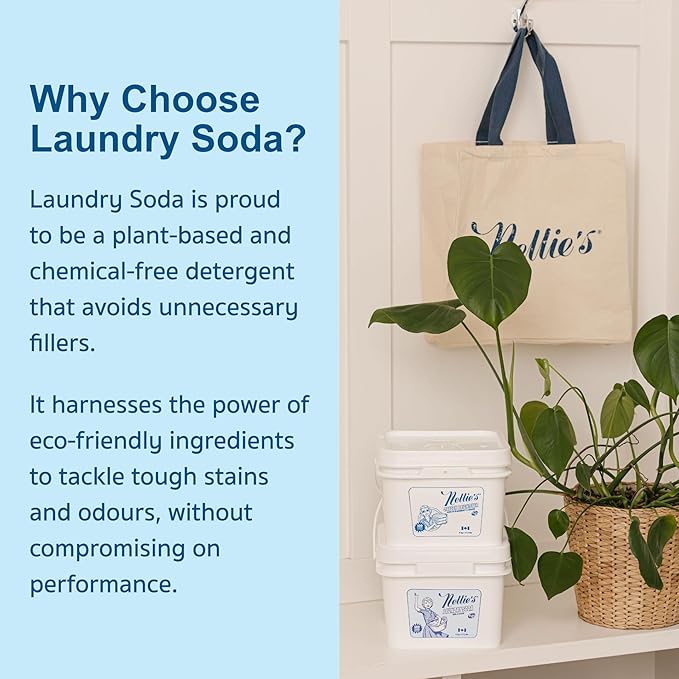 Nellie's Laundry Soda - Concentrated Laundry Detergent Powder -Bulk 500 Loads - Vegan, Hypoallergenic, Fragrance-Free, and Non-Toxic Formula - (Made in Canada)