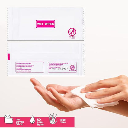 500 pcs Wet Wipes Individually Wrapped, Disposable Cleansing Wipes, Individual Wrapped for Hands, Face Cleaning, Daily Use