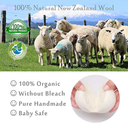 Wool Dryer Balls - 6 Pack XL, 100% Handmade Natural New Zealand Wool, Reusable Organic Fabric Softener, Reduce Wrinkles & Drying Time, Chemical Free Hypoallergenic Safe White