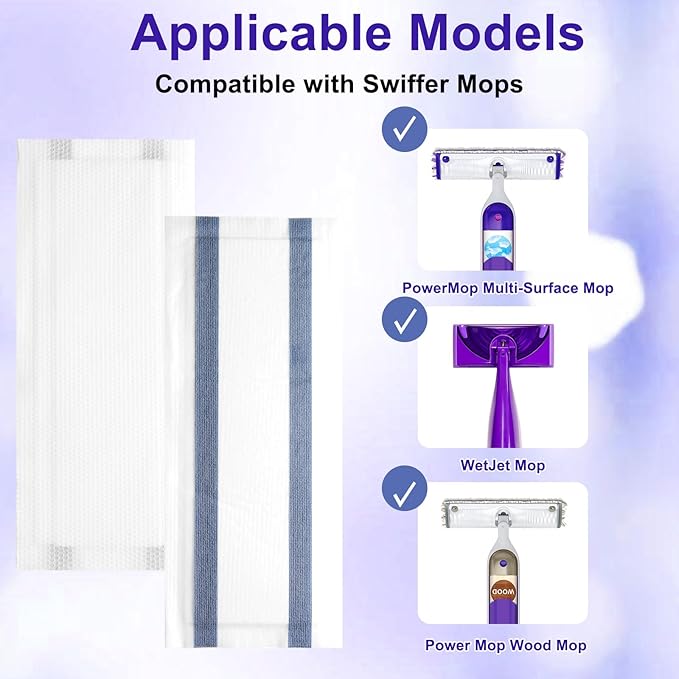 12-Pack Disposable Mop Pad Refills for Swiffer PowerMop Multi-Surface Mop/Wet Jet Spray Mop, Effortlessly Cleans Hardwood, Tile and Laminate Floors - Super Absorbent, Absorbs Dirt, Deep Cleaning