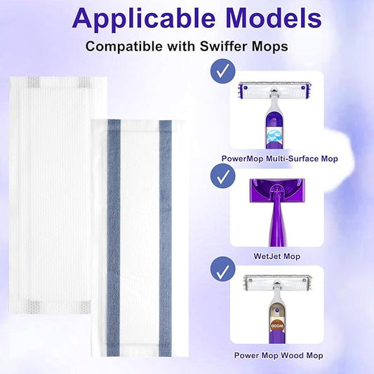 12-Pack Disposable Mop Pad Refills for Swiffer PowerMop Multi-Surface Mop/Wet Jet Spray Mop, Effortlessly Cleans Hardwood, Tile and Laminate Floors - Super Absorbent, Absorbs Dirt, Deep Cleaning