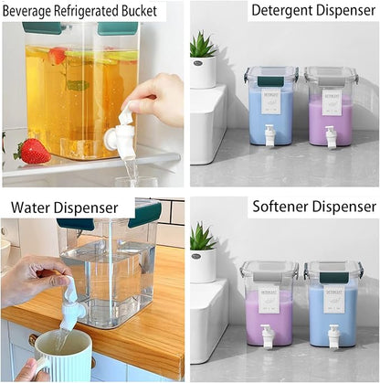 Laundry Detergent Dispenser Beverage Refrigerated Bucket with Faucet Fabric Softener Container for Detergent, Lemonade Juice, Milk, Fabric Softener, Bleaching Agent, Blue
