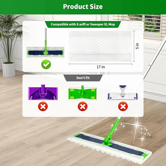 55 Count Heavy Duty Disposable Mop Refills, Heavy Duty Dry Sweeping Cloths for S.wiffer XL - Designed for Hard Surfaces, Convenient Single-Use Cleaning Pads