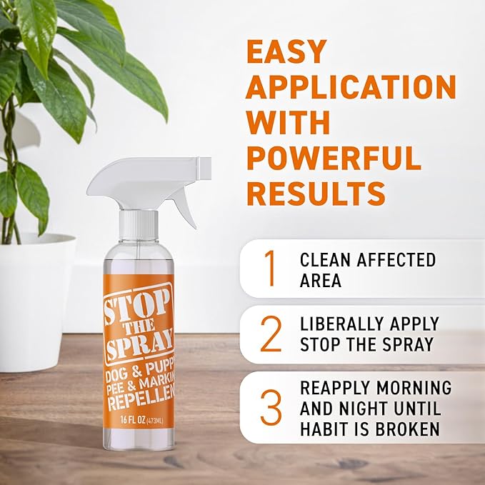 EBPP Stop the Spray - Dog & Puppy Pee Marking Repellent - Pet Training Spray - Puppy Potty Training Spray for Dogs - Dog Pee Stopper - Pee Deterrent for Dogs - No Marking Spray for Dogs Indoor 16oz