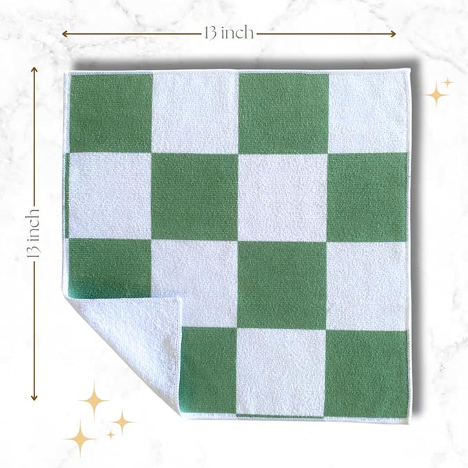 Cloak & SAGE 13" x 13" Luxury Microfiber Cleaning Cloths | Sage – 8 Pack | Premium Checkered All-Purpose Microfiber Towels for Cleaning Glass, Kitchens, Bathrooms, Automotive, & Supplies (8, Sage)