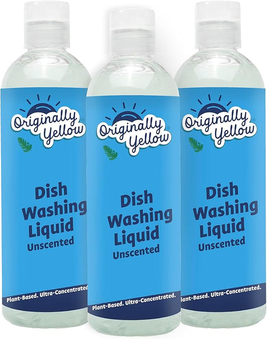 Originally Yellow Plant-Based Dish Soap Fragrance and Dye-Free | Quick-Drying Dishwashing Liquid Removes Dirt and Grease | Streak-Free Dish Soap, 16 Fl Oz (3-Pack)