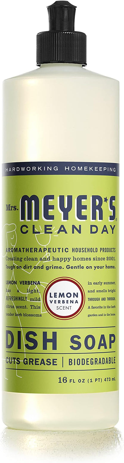 MRS. MEYER'S CLEAN DAY Dish Soap Lemon Verbena, 16 Fl. Oz. (Pack of 3)