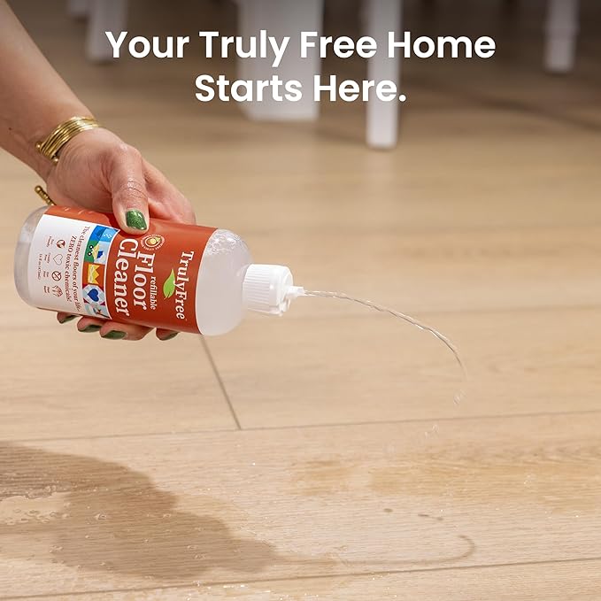 Floor Cleaner Kit - Plant-Based Mopping Solution (16oz Reusable Empty Bottle + Two Pouches, 3oz ea.) - DIY All-Surface Cleaner for Hardwood, Tile, Wood & Concrete