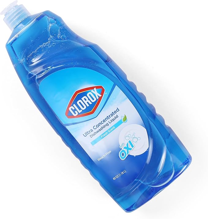 Clorox Liquid Dish Soap with Oxi in Fresh Scent, 40 Fl Oz | Bleach-Free Dishwashing Liquid Powers Through Grease to Wash Dishes and Clean | Ultra Concentrated Clorox Dishwashing Soap