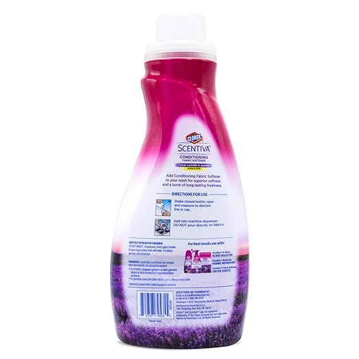 Clorox Scentiva Laundry Care, Liquid Fabric Softener Fabric Conditioner - Beautiful Tuscan Lavender & Jasmine Scent - Leaves Behind a Great Smell - 41 Fluid Ounce Bottle