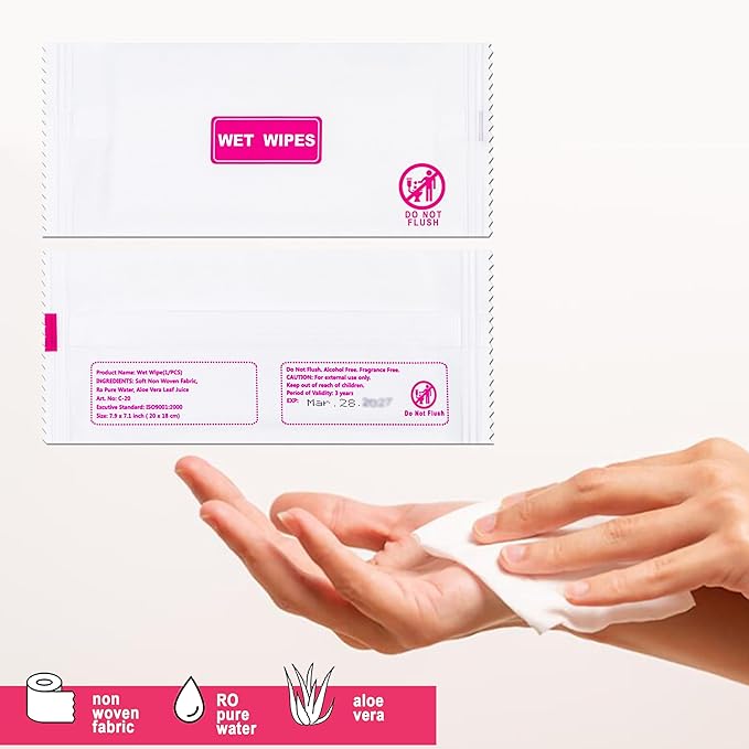 200 pcs Wet Wipes Individually Wrapped, Travel Wipes, Clean Wipe Individual Wipes Bulk for Travel for Hands, Face Cleaning
