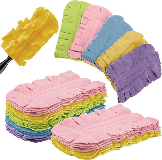 Zubebe 12 Pcs Heavy Duty Duster Refill Reusable Fleece Duster Refills Multi Surface Washable Cleaning Pads for Home, Blinds, Fans, Corners, Furniture (Rainbow Colors)