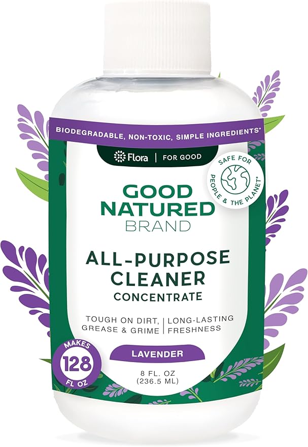 Good Natured Brand All-Purpose Cleaner Concentrate | Multi-Surface Cleaner | Natural Lavender Essential Oil | Multipurpose Cleaner Concentrate All Surfaces | Lavender | 8oz makes 128oz