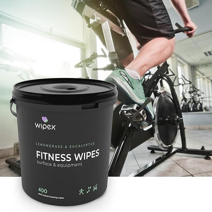 Plant Based Gym Wipes by Wipex, Natural Surface & Equipment Cleaning with Lemongrass, Eucalyptus & Vinegar for Home or Fitness Studio, Great on Yoga Mats, Peloton Bike, 400 Count (Pack of 2)