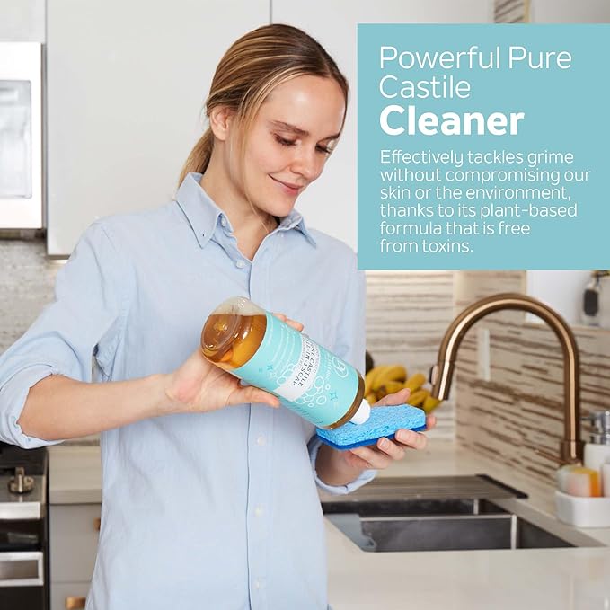 Dr. Jacobs Naturals Fragrance Free Castile All-In-One Cleaner and Soap, Effective Plant-Based Formula for House Cleaning. Eco-friendly for Home Essentials and the Planet (32 Fl Oz, 1 Pack)