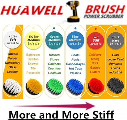 HUAWELL Drill Brush Power Scrubber Cleaning Brush with 2 Extended Attachment Set Kit for Bathroom and Kitchen Surface,Grout,Tub,Shower,Tile,Corners (Blue)
