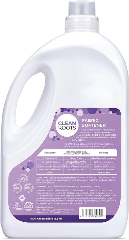Lavender Fabric Softener, EcoGarantie Certified 100% Organic & Natural Ingredients, Dermatologically Tested & Approved, Scented with Organic Lavender Essential Oil- 55 Loads, 92.9 fl. oz.