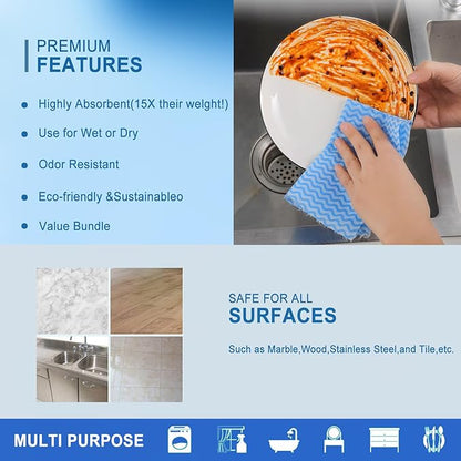 Reusable Cleaning Cloth Wipes Multi-Purpose Heavy Duty Towels Domestic Dish Cloths 120 Count 7.87 x 11.81 Inches Kitchen Rags