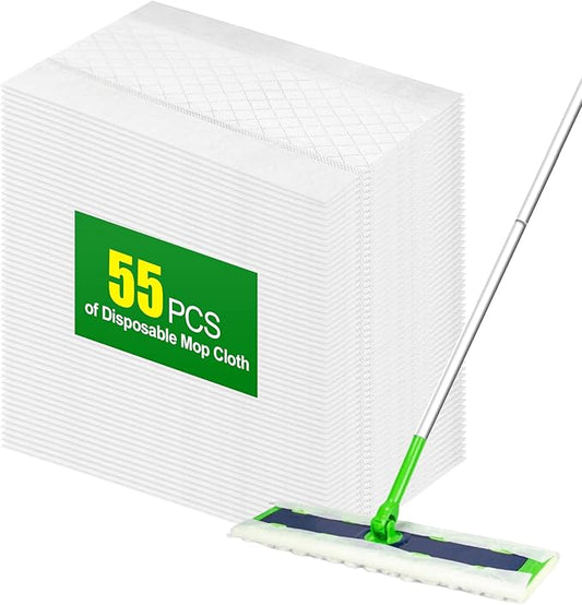 55 Count Heavy Duty Disposable Mop Refills, Heavy Duty Dry Sweeping Cloths for S.wiffer XL - Designed for Hard Surfaces, Convenient Single-Use Cleaning Pads