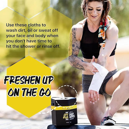 Body Wipes - for Face and Body, No Water, Wipe Away Sweat and Odor, Large Textured, Travel, Gym, Camping and More, 120 Cnt Jug (Citrus)