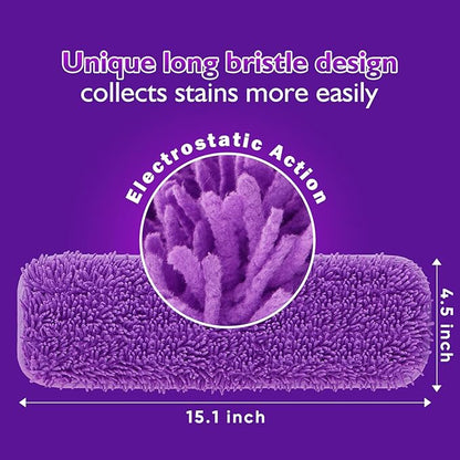 Reusable Mop Pads for Swiffer PowerMop, 8 Pack Microfiber Mop Pad Refill with Scrubber Strips for 13''-15'' SprayMop, Washable Mop Pads Use for Most Floor Types, Designed for Pets - Purple