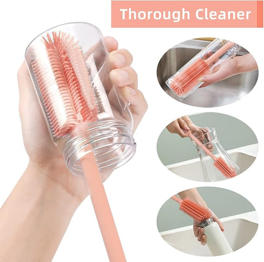 Silicone Bottle Cleaning Brush | 2 Pack| Water Bottle Brush Cleaner Brush for Hydro Flask,Glassware,Vacuum Sports Bottle&Vases,Water Bottle Cleaner Brush for Narrow Neck Containers