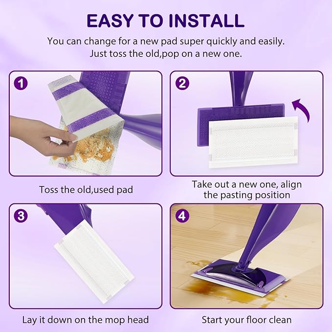 30 Count Spray Mop Pad Refill for Swiffer WetJet Hardwood and Floor Spray Mop, Disposable All Purpose Multi Surface for Floor Cleaning, Thickness Microfiber Clean Pads Replacement