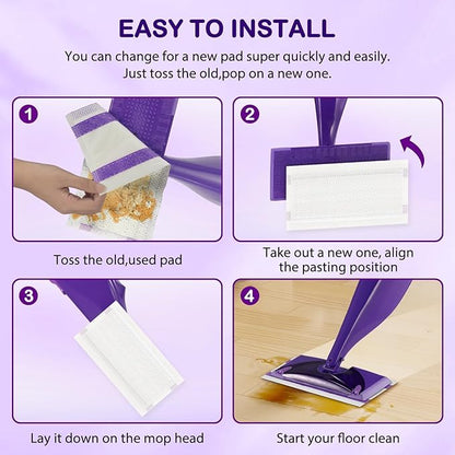 30 Count Spray Mop Pad Refill for Swiffer WetJet Hardwood and Floor Spray Mop, Disposable All Purpose Multi Surface for Floor Cleaning, Thickness Microfiber Clean Pads Replacement