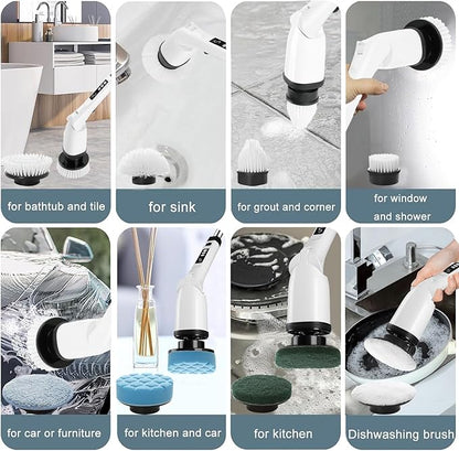 Electric Spin Scrubber for Household Cleaning - Electric Brush, Car Supplies, Bathroom Essentials, Baseboard Cleaner with Long Handle