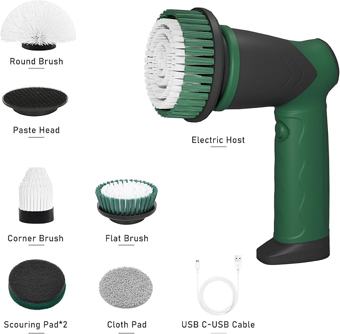 DEASUNG Electric Cleaning Brushes for Shower, Bathroom Scrubber Electric with 6 Replacement Heads, Power Scrubbers for Cleaning Bathroom,Sink