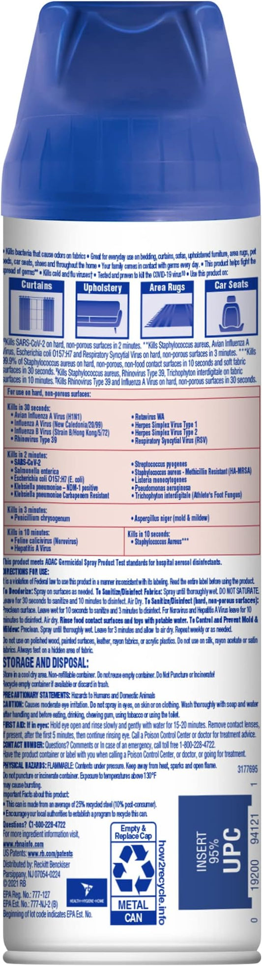 Lysol Fabric Disinfectant Spray, Sanitizing and Antibacterial Spray, For Disinfecting and Deodorizing Soft Furnishings, Sundrenched Linen 15 FL. Oz (Pack of 3)