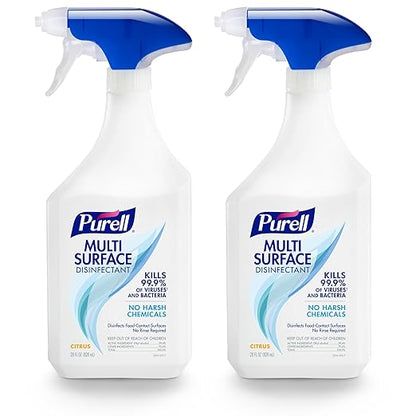 PURELL Multi Surface Disinfectant Spray, Citrus Scent, 28 fl oz Capped Bottle with Spray Trigger in Pack (Pack of 2) - 2844-02-ECCAL