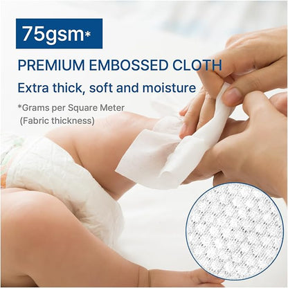Korea’s #1 Signature Baby Wipes - Hypoallergenic Water-based Unscented Alcohol-Free Ultra-Thick 75 GSM Super Seed Extracts Plant-Based for sensitive skin Flip-Top 560 Count (8 Packs)