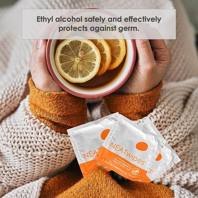 NEATwipes Hand Sanitizing Wipes | Travel Essentials | Disposable Wet Wipe & Planet Friendly | Fresh Citrus Essential Oil | 10 Pouches of 24 Individually Wrapped Wipes