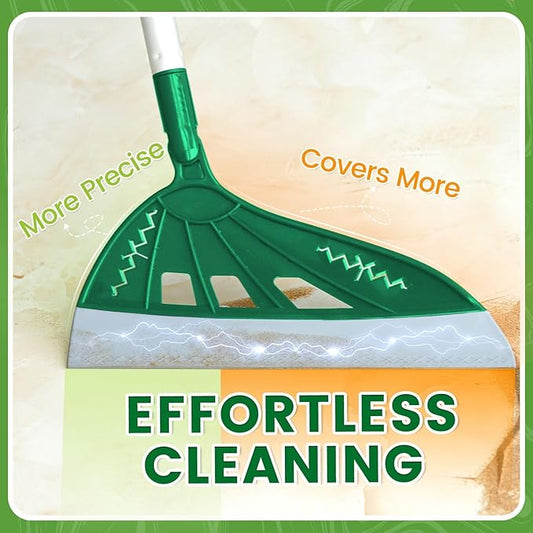 Magic Air Broom Household Silicone Broom for Floor Cleaning, Multifunctional Floor Squeegee with 60’’ Aluminum Adjustable Handle, Pet Hair for Glass, Fine Dust, Hair, Liquids (Green)